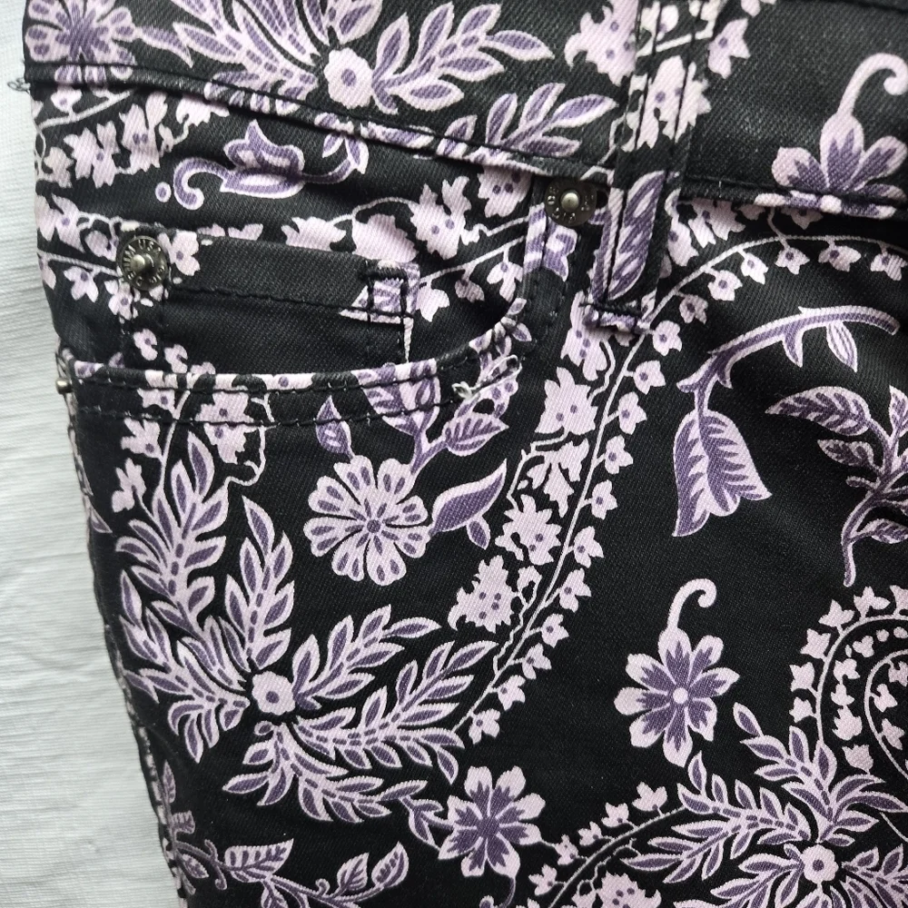 GJG Los Angeles‎ Black & Purple Paisley Skinny Jeans NWT Size 3